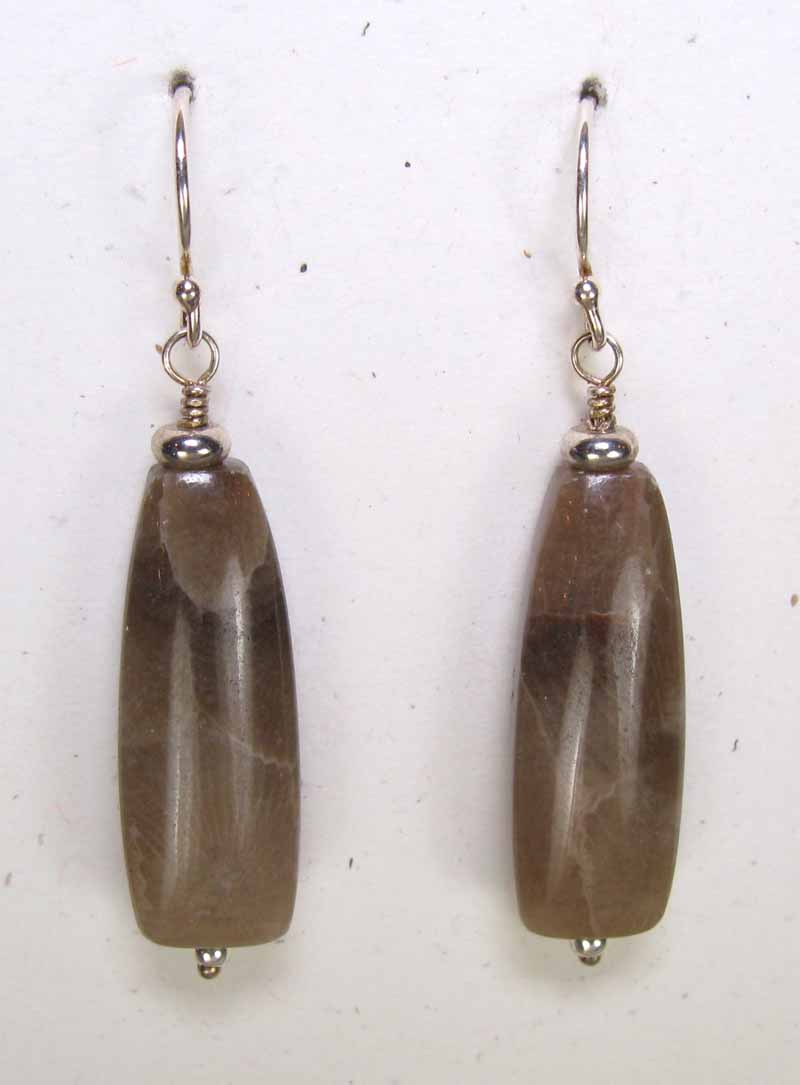 Petoskey Stone Long Drop Earrings